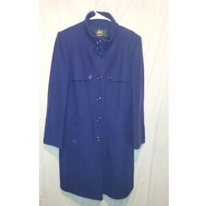 Arthur Levine Blue Wool Blend Button Up Coat Size 10